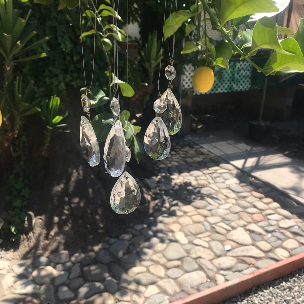 5 Vintage crystal prisms sun catchers.
